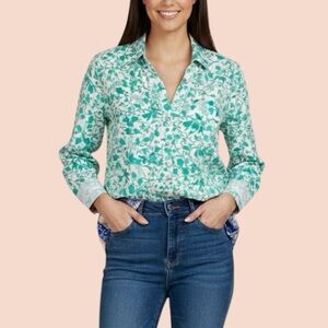 Anthropologie Maeve Sz Small Button Top Floral